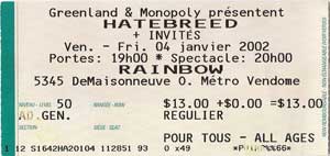 Hatebreed Ticket